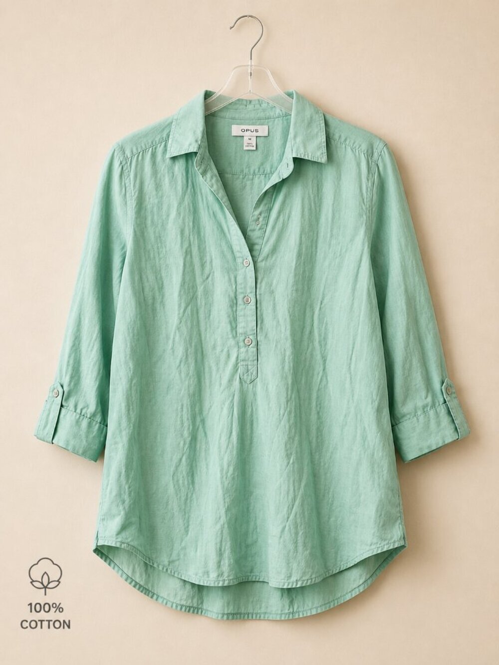 OPUS Forta Poplin Blouse in Mint Green Sz 38 AKA Sz 8